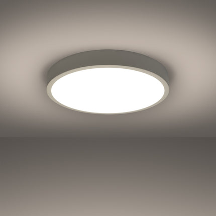 Vue de profil du plafonnier Cercle Moderne 50 cm blanc, épaisseur fine 6 cm