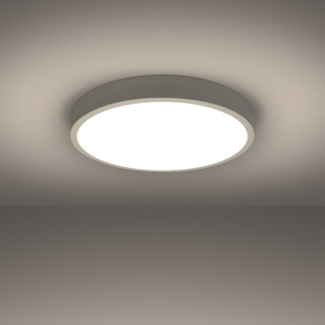Vue de profil du plafonnier Cercle Moderne 50 cm blanc, épaisseur fine 6 cm