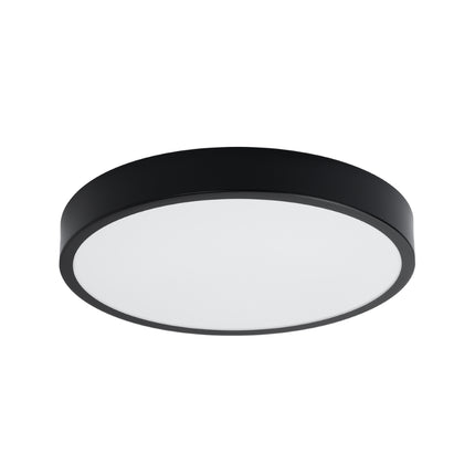 Photo de face du plafonnier Cercle Moderne 50 cm noir, disque LED rond en aluminium