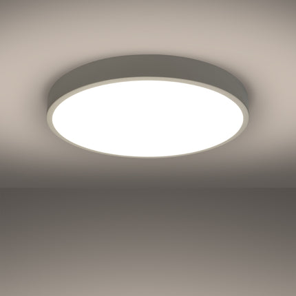 Vue de profil du plafonnier Cercle Moderne 60 cm blanc, épaisseur fine 6 cm
