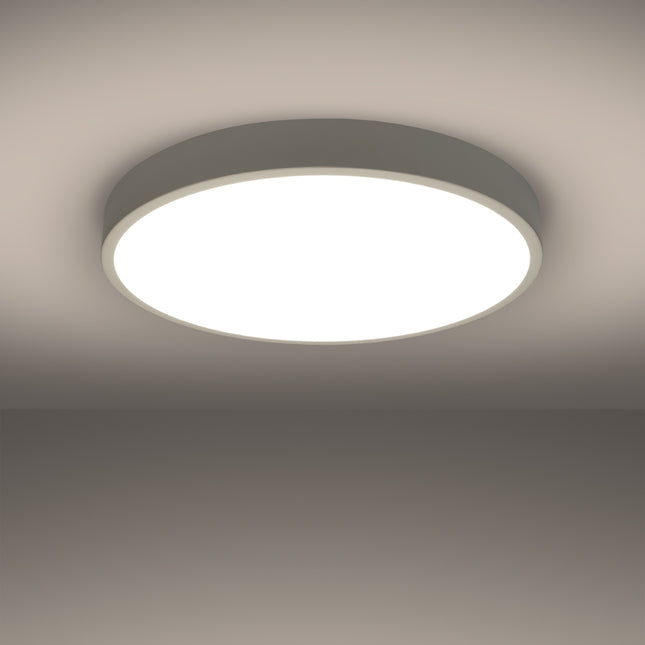 Vue de profil du plafonnier Cercle Moderne 60 cm blanc, épaisseur fine 6 cm