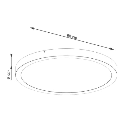 Plafonnier Cercle Moderne 60 cm noir installé au plafond d'un salon lumineux