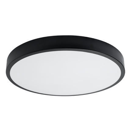 Photo de face du plafonnier Cercle Moderne 60 cm noir, disque LED rond en aluminium