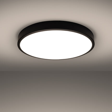 Vue de profil du plafonnier Cercle Moderne 60 cm noir, épaisseur fine 6 cm