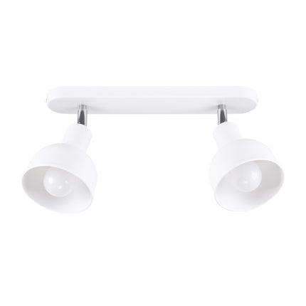 Plafonnier Elba blanc deux spots en acier, cloches orientables sur fond blanc
