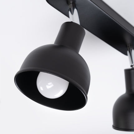 Plafonnier Elba noir, angle rapproché sur la finition acier mat
