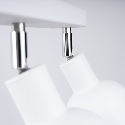 Plafonnier Elba blanc, angle rapproché sur la finition acier mat