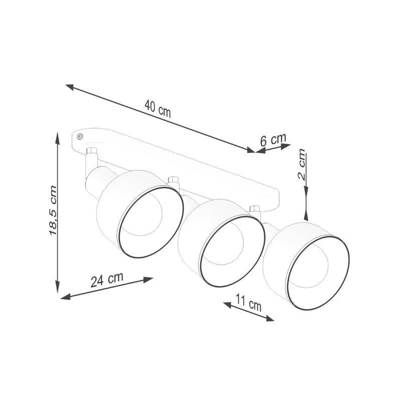 Dimensions Plafonnier Cloche Réglable Elba 3 Spots Blanc en Acier