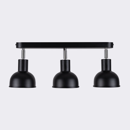 Plafonnier Elba noir trois spots vu de dessous, intérieur des cloches