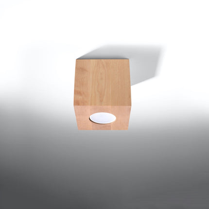 Plafonnier Cube en Bois Naturel, faisceau dirigé vers le bas