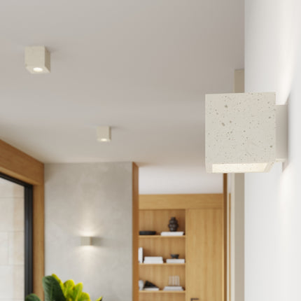 Plafonnier Cube en Béton Beige, mise en situation 3