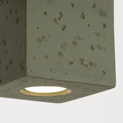 Plafonnier Cube en Béton Vert Olive, vue de détail