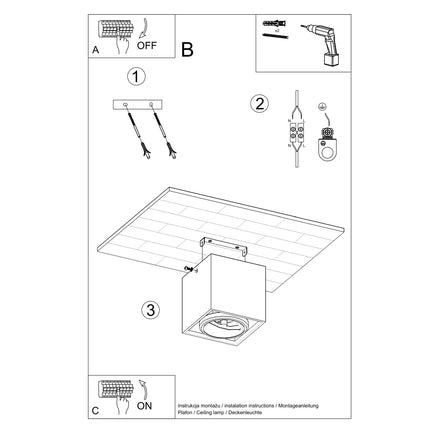 Instructions de montage du plafonnier Cube Industriel en béton