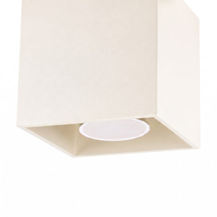 Plafonnier Cube LED beige clair, packshot de trois quarts
