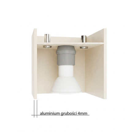 Plafonnier Cube LED beige clair, mécanisme et platine de montage