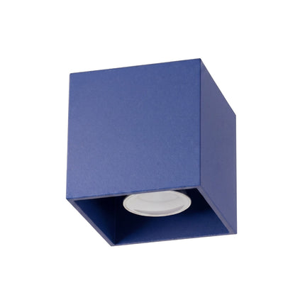 Plafonnier Cube LED bleu outremer, packshot sur fond blanc
