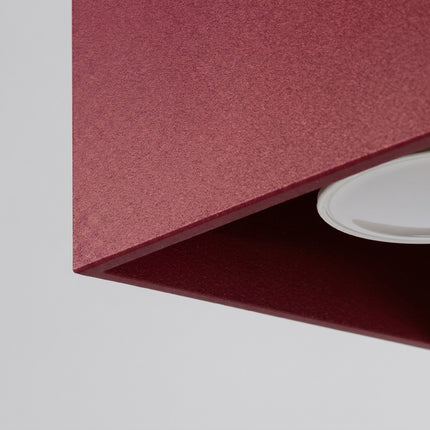 Plafonnier Cube LED bordeaux, vue de détail