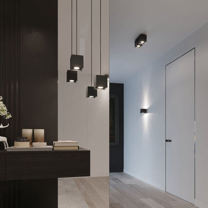 Dimensions du plafonnier cube LED noir
