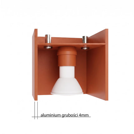 Plafonnier Cube LED ocre rouge, mécanisme et platine de montage