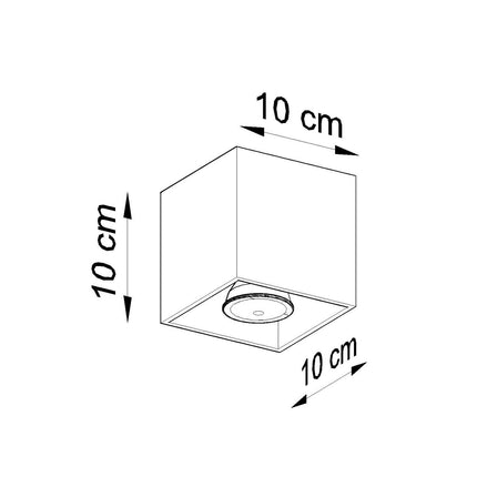 Schéma de cotes du plafonnier cube led ocre rouge