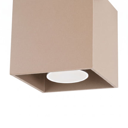 Plafonnier Cube LED taupe, packshot de trois quarts