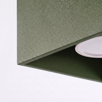 Plafonnier Cube LED vert olive, vue de détail