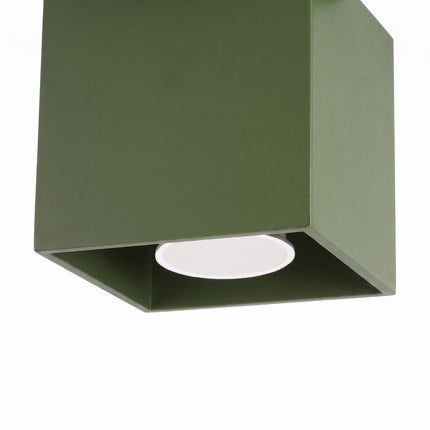 Plafonnier Cube LED vert olive, packshot de trois quarts