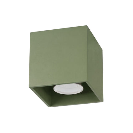 Plafonnier Cube LED vert olive, packshot sur fond blanc