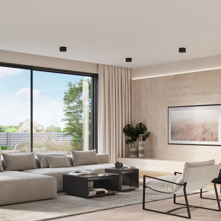 Notice de pose du plafonnier cube multi-focal noir, fixation au plafond avec vis incluses