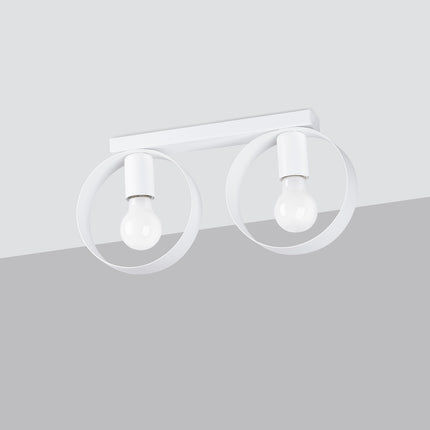 Vue de profil du plafonnier Cyclone Duo montrant la platine et les deux anneaux blancs