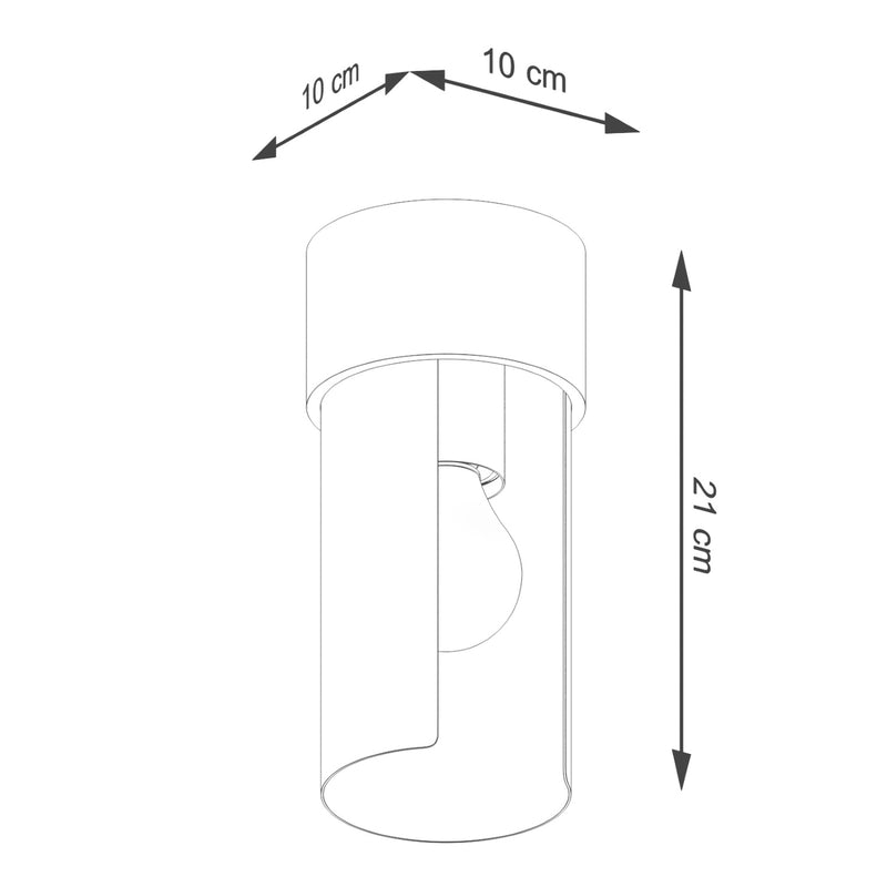 Dimensions Plafonnier Cylindre à Demi-Coque Ouverte Blanc