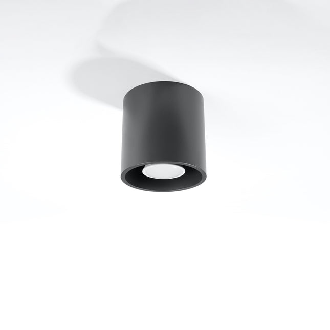 Plafonnier cylindre anthracite fixé au plafond