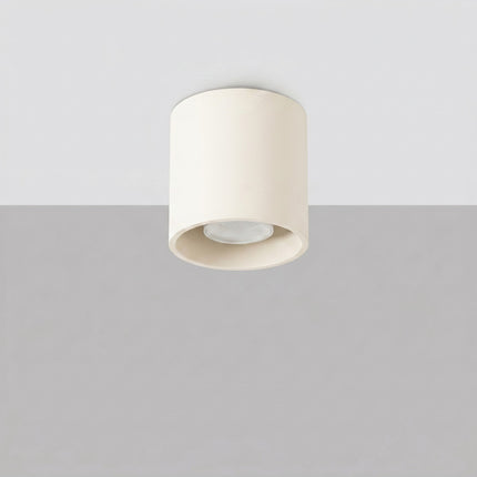 Plafonnier Cylindre LED beige clair, vue en situation sur fond clair