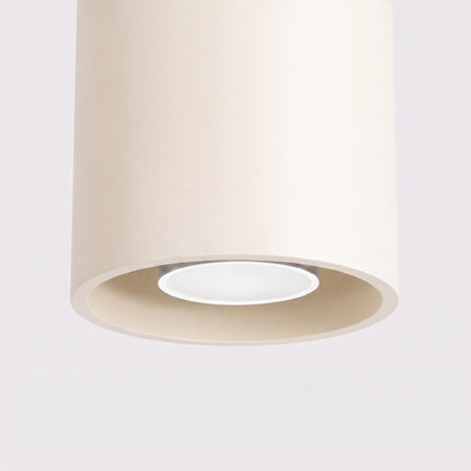 Plafonnier Cylindre LED beige clair, packshot de trois quarts