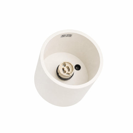 Plafonnier Cylindre LED beige clair, détail de la douille et du support