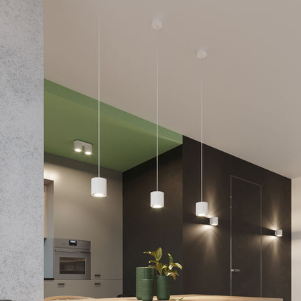 Plafonnier cylindre LED blanc vu de profil