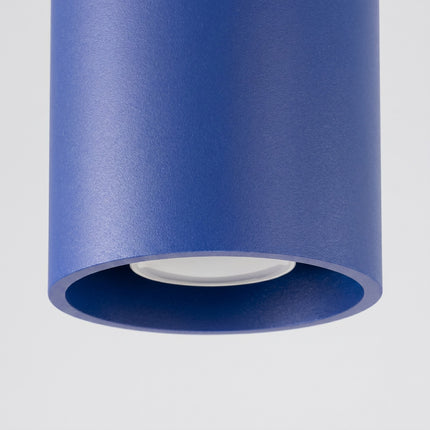 Plafonnier Cylindre LED bleu outremer, vue de détail