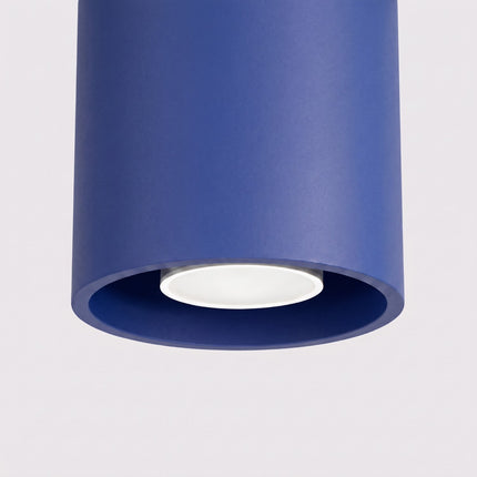 Plafonnier Cylindre LED bleu outremer, packshot de trois quarts