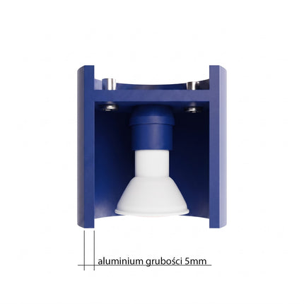 Plafonnier Cylindre LED bleu outremer, mécanisme et platine de montage