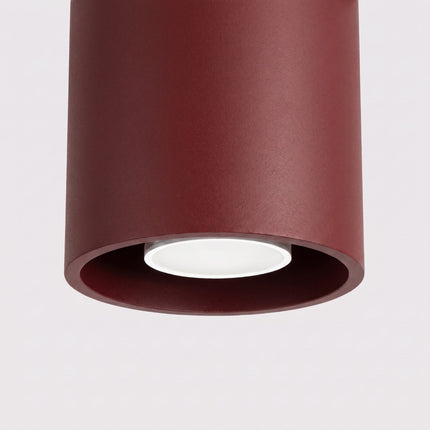 Plafonnier Cylindre LED bordeaux, packshot de trois quarts