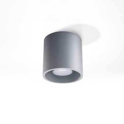 Détail du plafonnier cylindre LED gris en aluminium