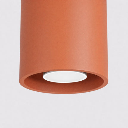 Plafonnier Cylindre LED ocre rouge, packshot de trois quarts
