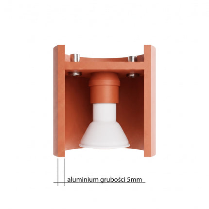 Plafonnier Cylindre LED ocre rouge, mécanisme et platine de montage