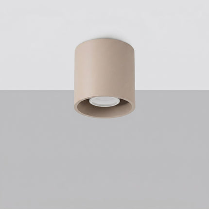 Plafonnier Cylindre LED taupe, vue en situation sur fond clair