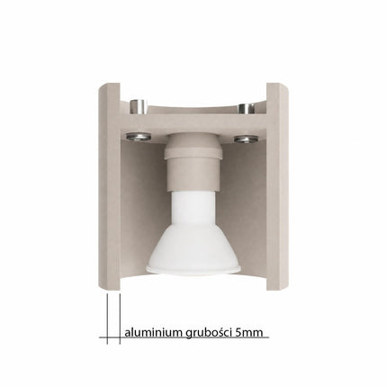 Plafonnier Cylindre LED taupe, mécanisme et platine de montage
