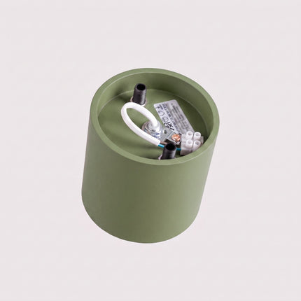 Plafonnier Cylindre LED vert olive, détail du système de fixation