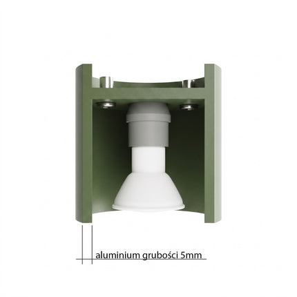 Plafonnier Cylindre LED vert olive, mécanisme et platine de montage