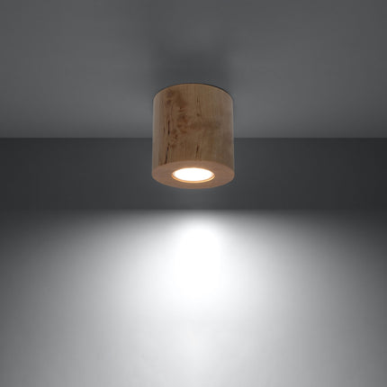Plafonnier Cylindrique en Bois Naturel vue de face