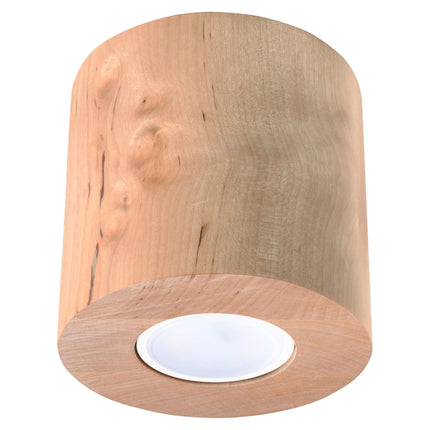 Plafonnier Cylindrique en Bois Naturel vue de profil