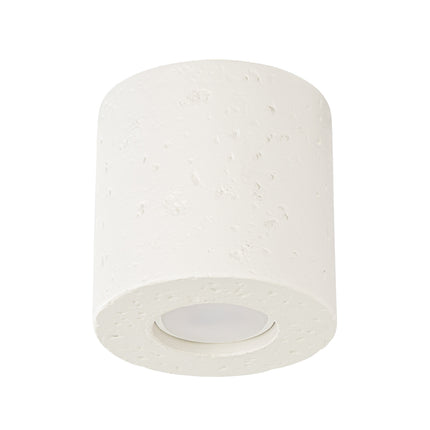 Plafonnier Cylindrique en Béton Beige, packshot sur fond blanc